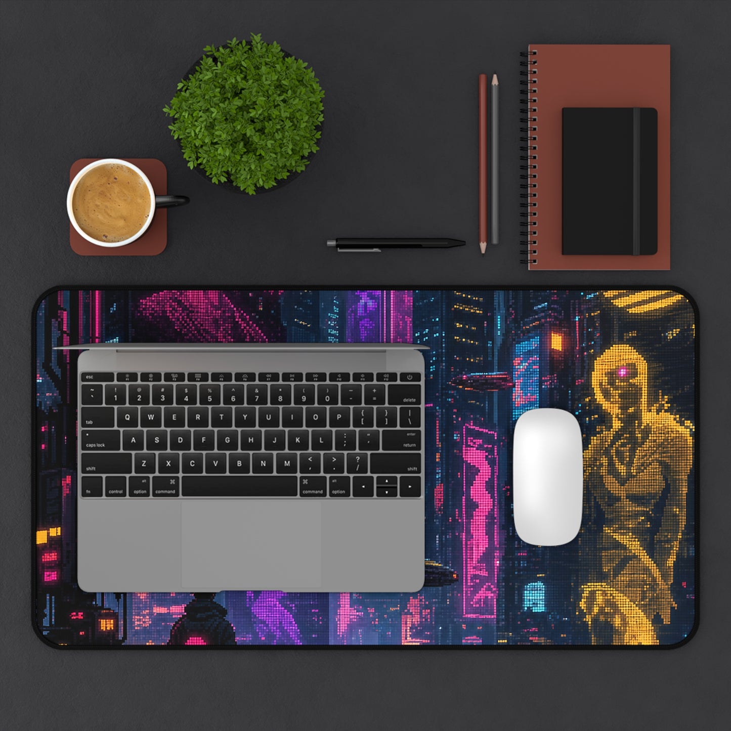 Cyberpunk City With Holographic Ads - Gaming Culture Gaming Desk Mat