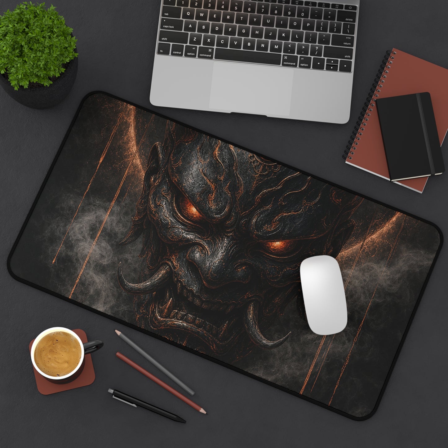 Oni Mask With Dark Halo - Sudoni Brand Gaming Desk Mat