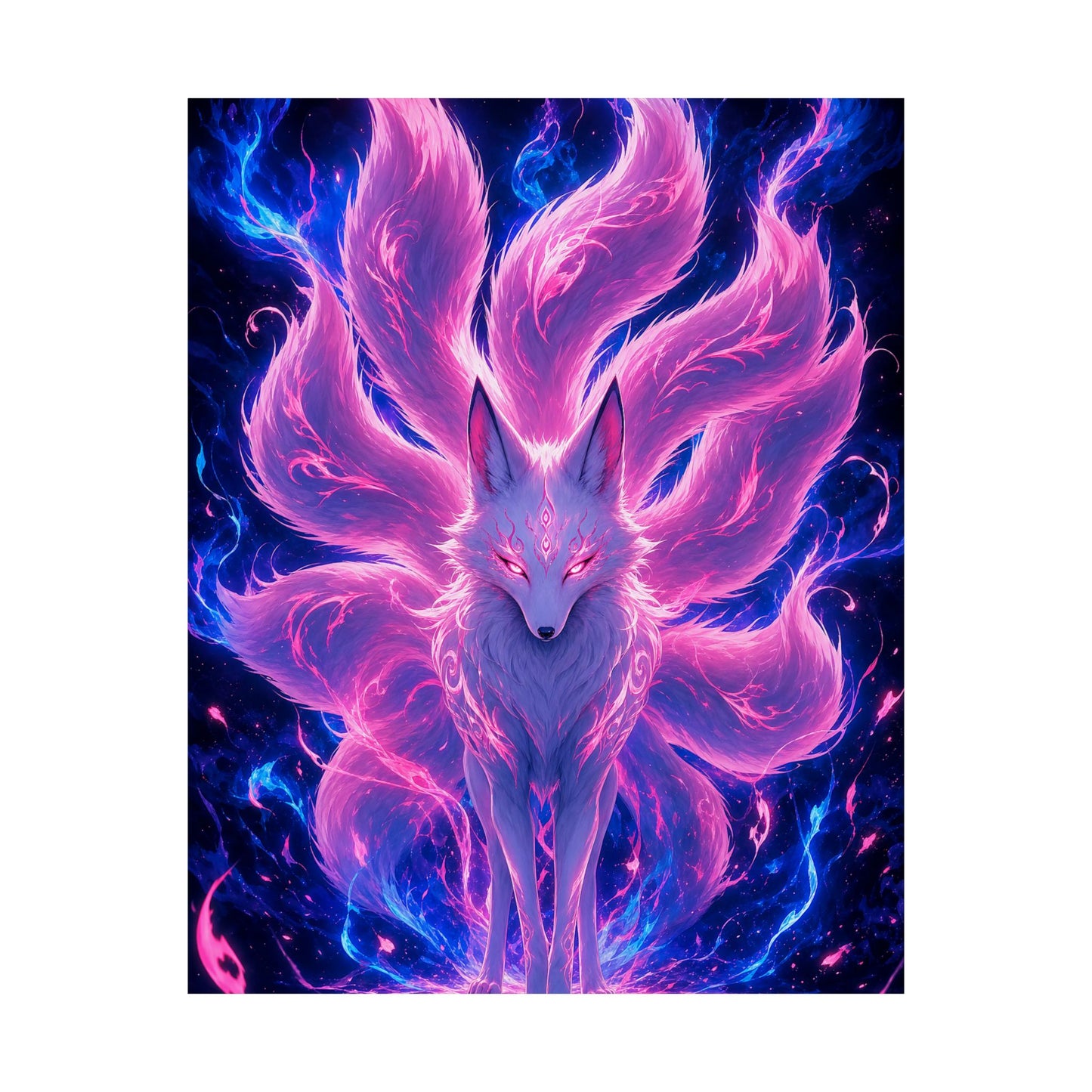 Spirit Fox With Nine Tails - Anime Manga Art Print (Matte Poster)