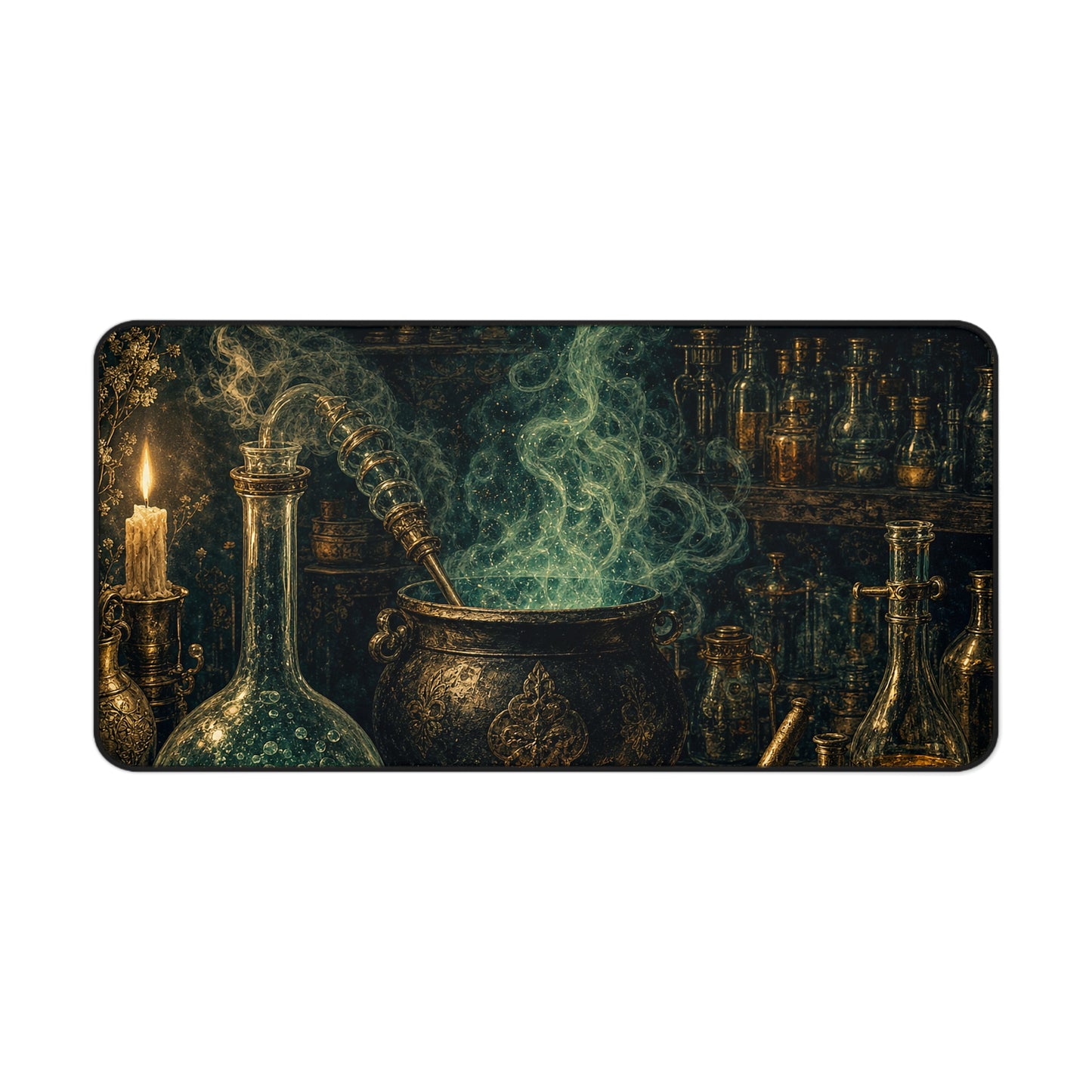 Alchemy Lab With Bubbling Potions - Dark Academia Gaming Desk Mat