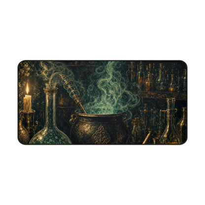Alchemy Lab With Bubbling Potions - Dark Academia Gaming Desk Mat