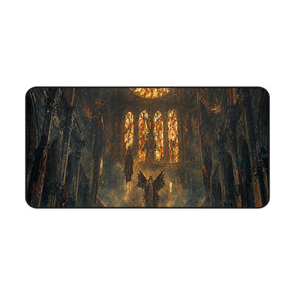 Cursed Cathedral With Broken Stained Glass - Dark Fantasy Gaming Desk Mat