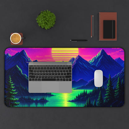 Synthwave Sunset With Mountains - Gaming Culture Gaming Desk Mat