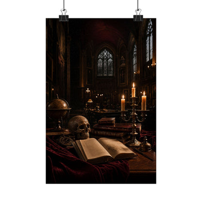 Dark University Hall At Midnight - Dark Academia Art Print (Matte Poster)
