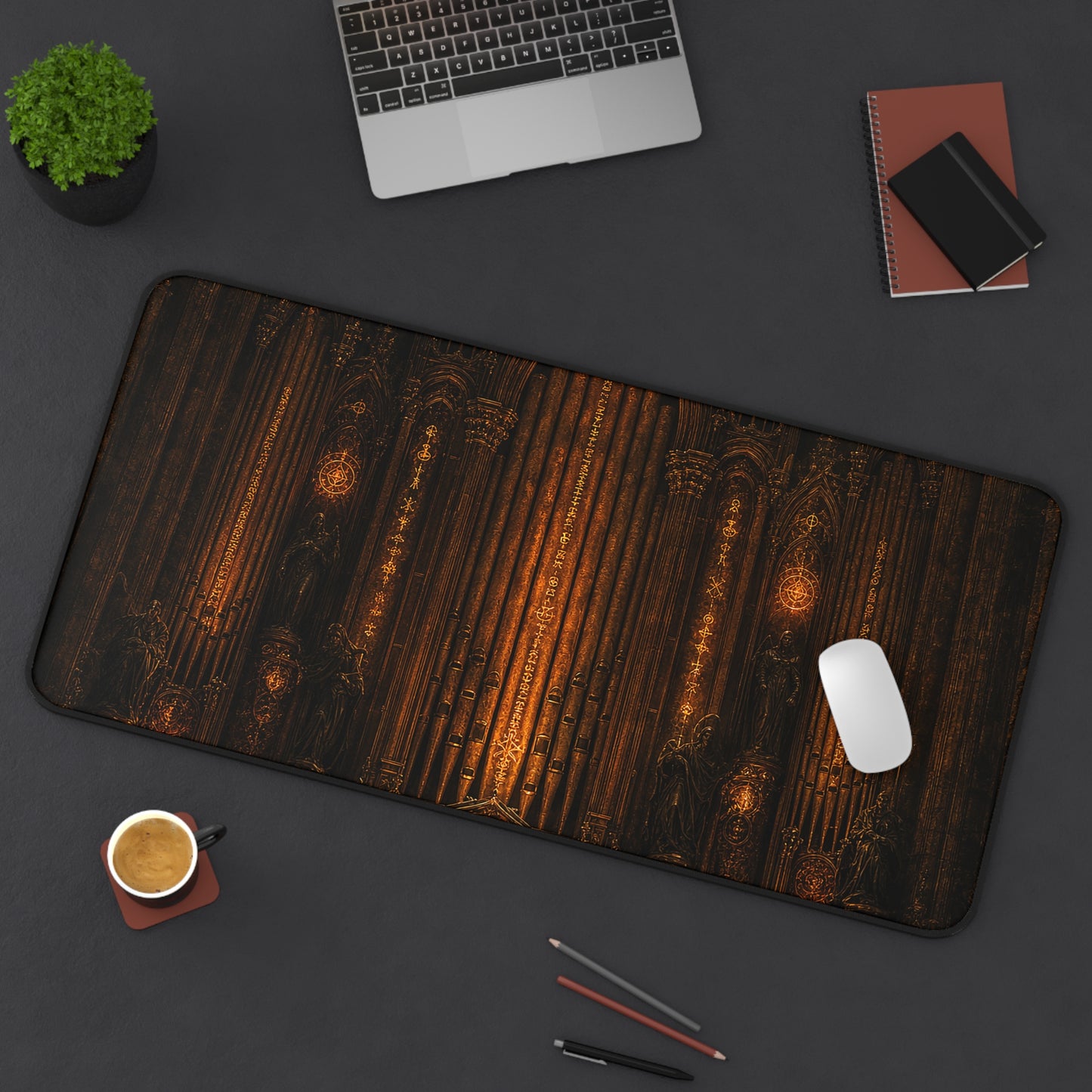 Dark Cathedral Orgplaying - Dark Fantasy Gaming Desk Mat