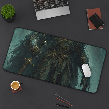 Corrupted Paladin In Decayed Armor - Dark Fantasy Gaming Desk Mat