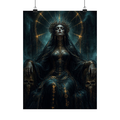 Dark Queen With Crown Of Thorns - Dark Fantasy Art Print (Matte Poster)