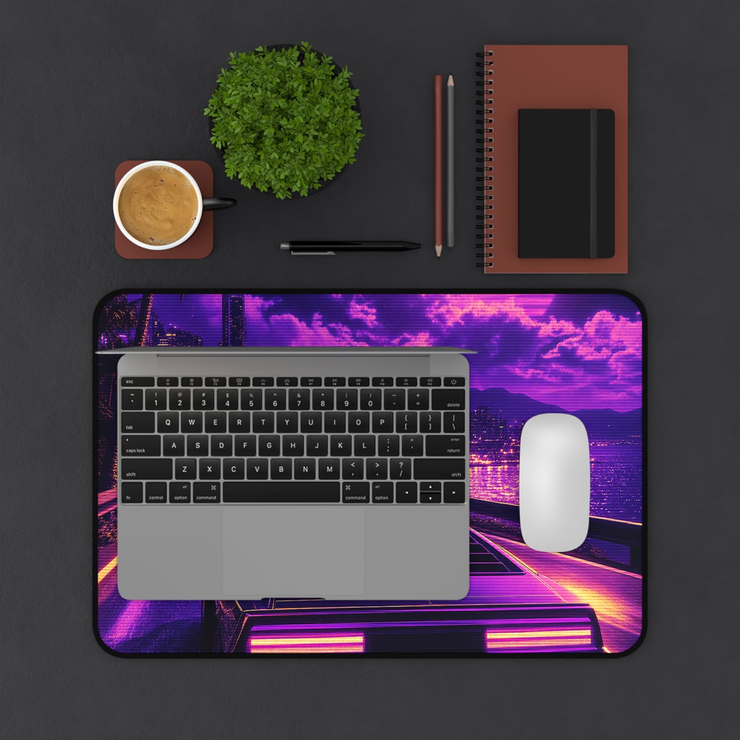 Synthwave Car Driving At Night - Gaming Culture Gaming Desk Mat