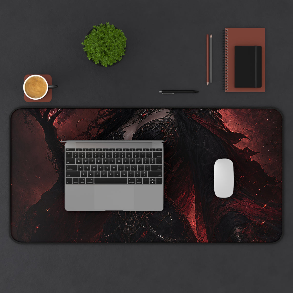 Dark Sorceress With Shadow Magic - Dark Fantasy Gaming Desk Mat