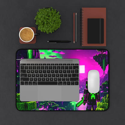 Minecraft-Style Blocky Landscape - Gaming Culture Gaming Desk Mat