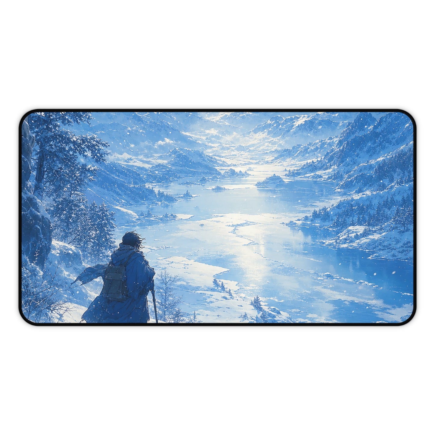 Winter Landscape With Lone Traveler - Anime Manga Gaming Desk Mat