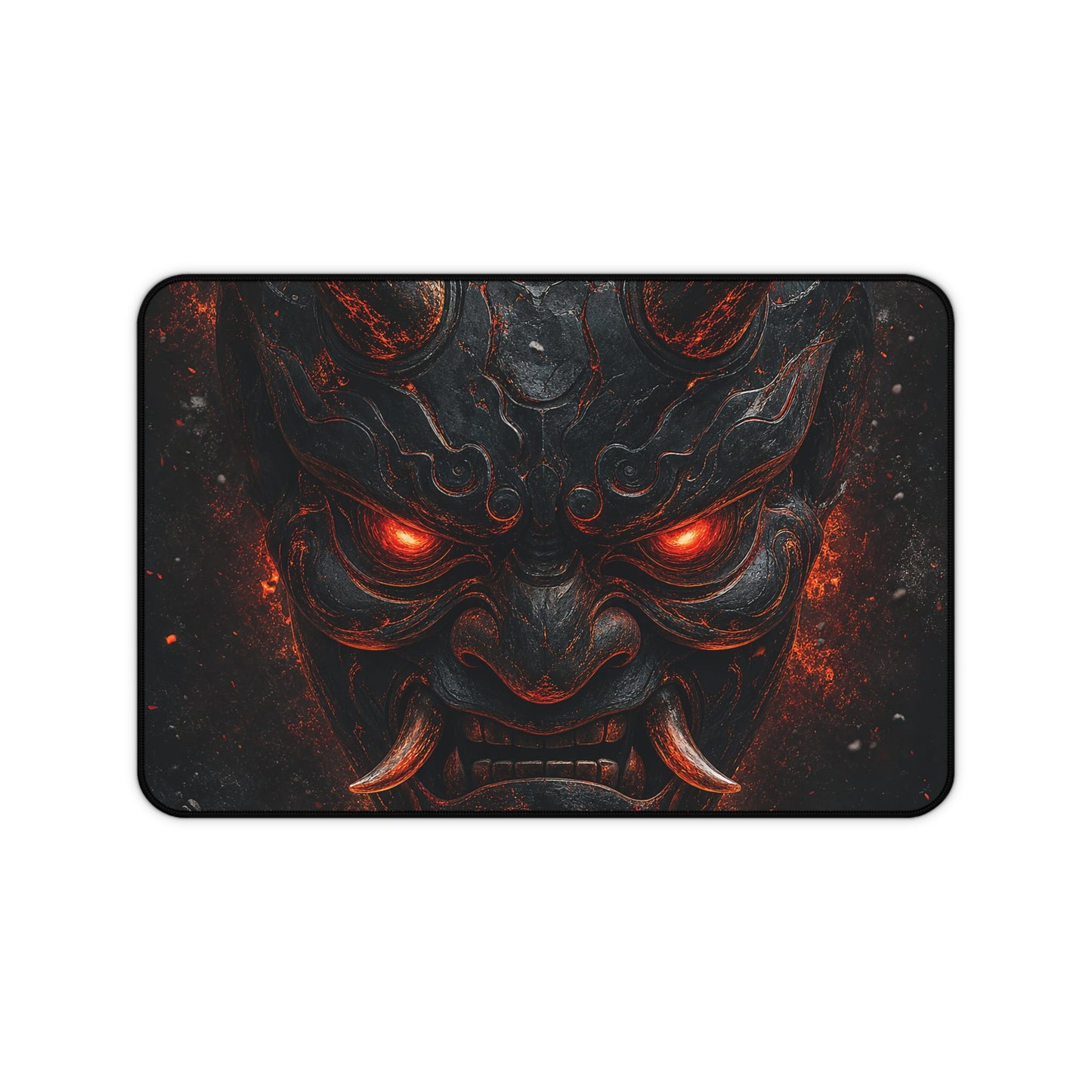 Oni Mask With Glowing Red Eyes - Sudoni Brand Gaming Desk Mat