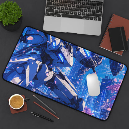 Battle Between Mechs In City - Anime Manga Gaming Desk Mat