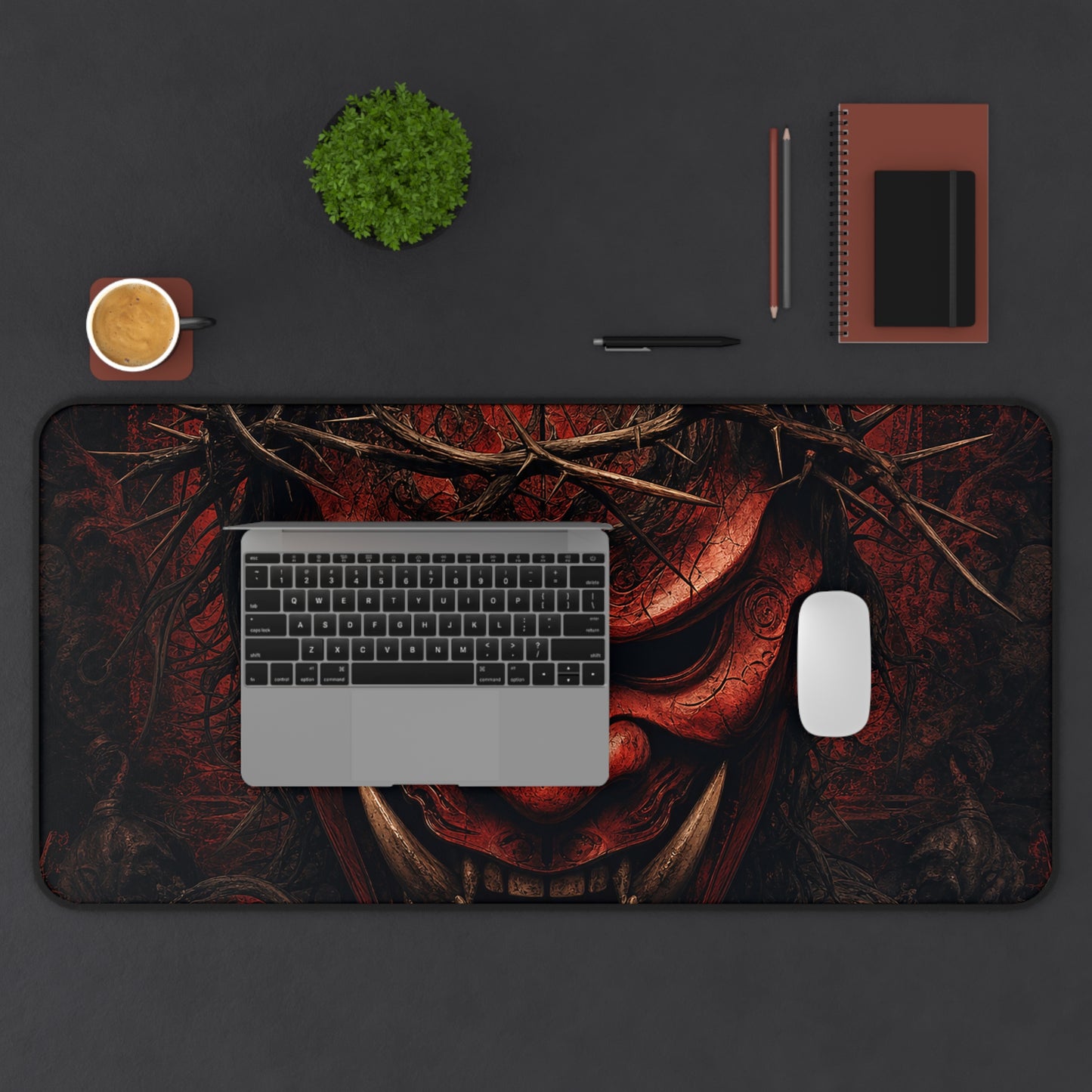 Oni Mask With Crown Of Thorns - Sudoni Brand Gaming Desk Mat