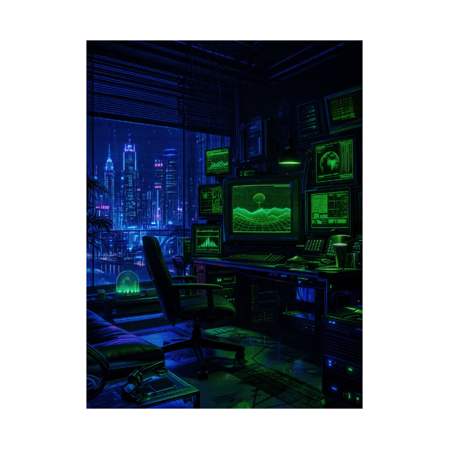 Cyberpunk Hacker Den - Gaming Culture Art Print (Matte Poster)