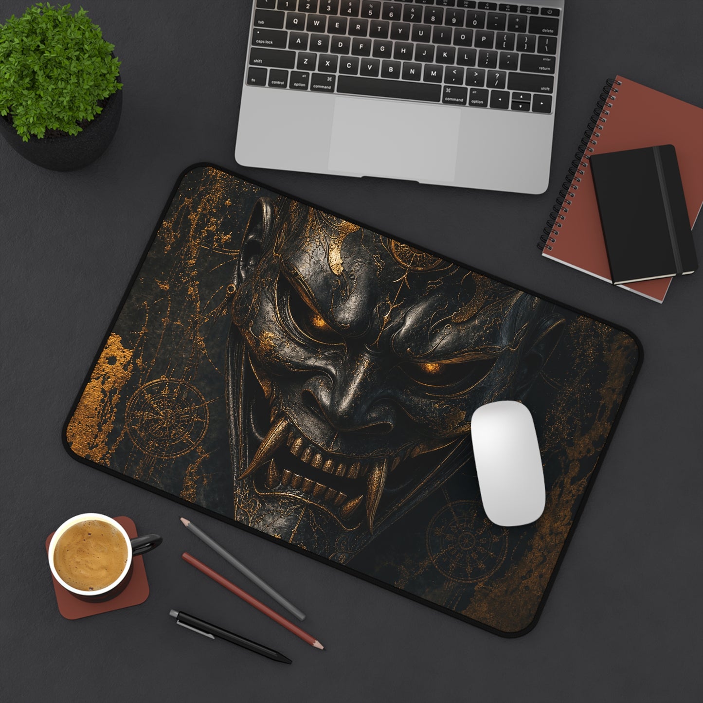 Oni Mask With Spider Web - Sudoni Brand Gaming Desk Mat