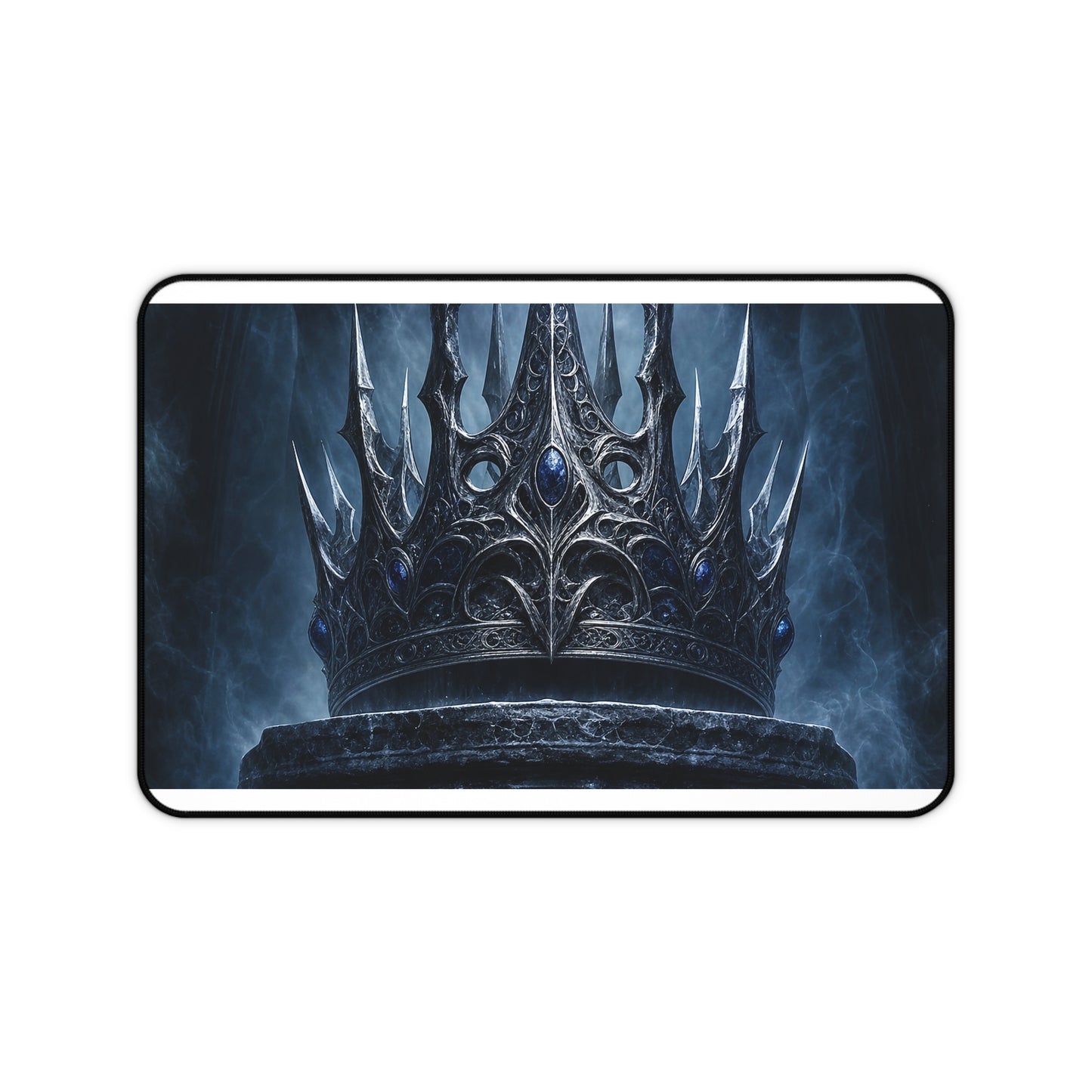 Cursed Crown On Pedestal - Dark Fantasy Gaming Desk Mat