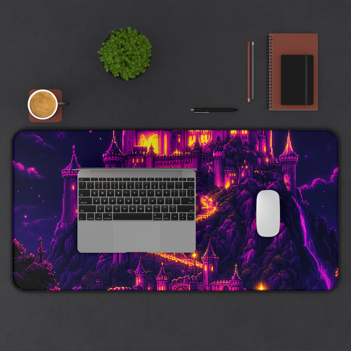 Pixel Art Castle On Hill - Gaming Culture Gaming Desk Mat