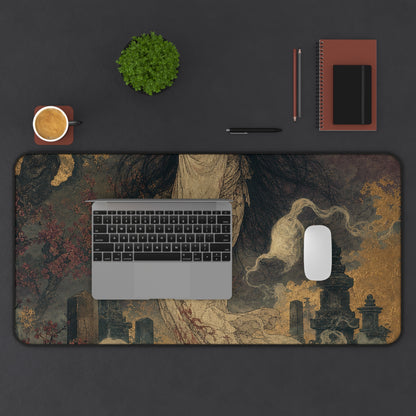 Yurei Ghost In Misty Graveyard - Japanese Mythology Gaming Desk Mat