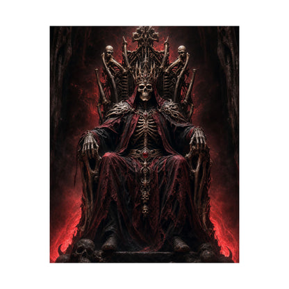 Skeletal King On Throne Of Bones - Dark Fantasy Art Print (Matte Poster)