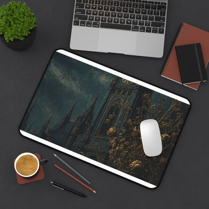 Clock Tower At Midnight - Dark Academia Gaming Desk Mat