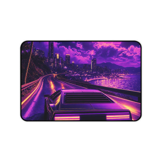 Synthwave Car Driving At Night - Gaming Culture Gaming Desk Mat