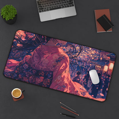 Street Festival With Paper Lanterns - Anime Manga Gaming Desk Mat