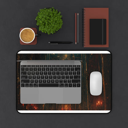 Dark Cathedral With Red Candles - Dark Fantasy Gaming Desk Mat