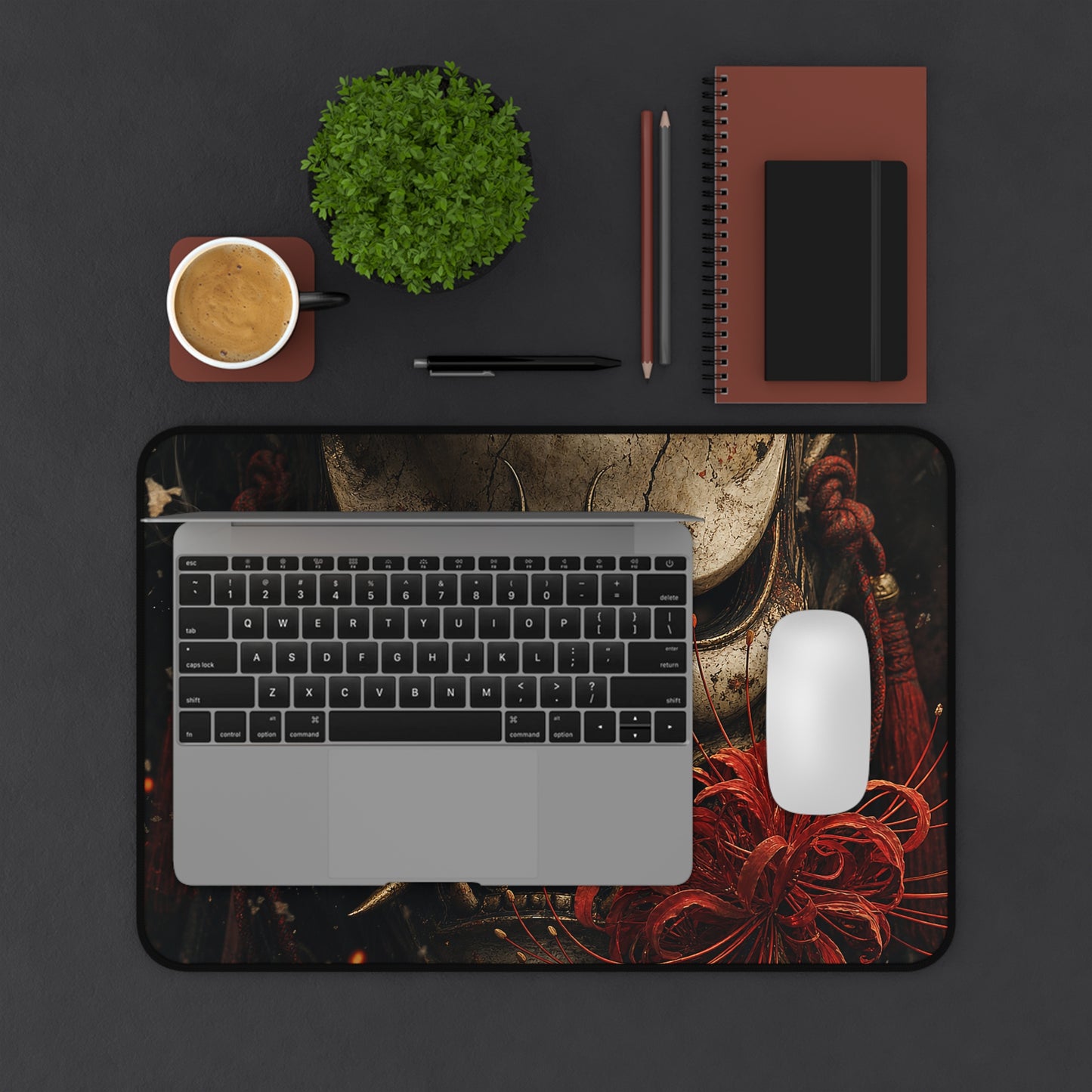Oni Mask With Red Spider Lily - Sudoni Brand Gaming Desk Mat