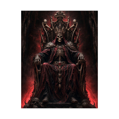 Skeletal King On Throne Of Bones - Dark Fantasy Art Print (Matte Poster)