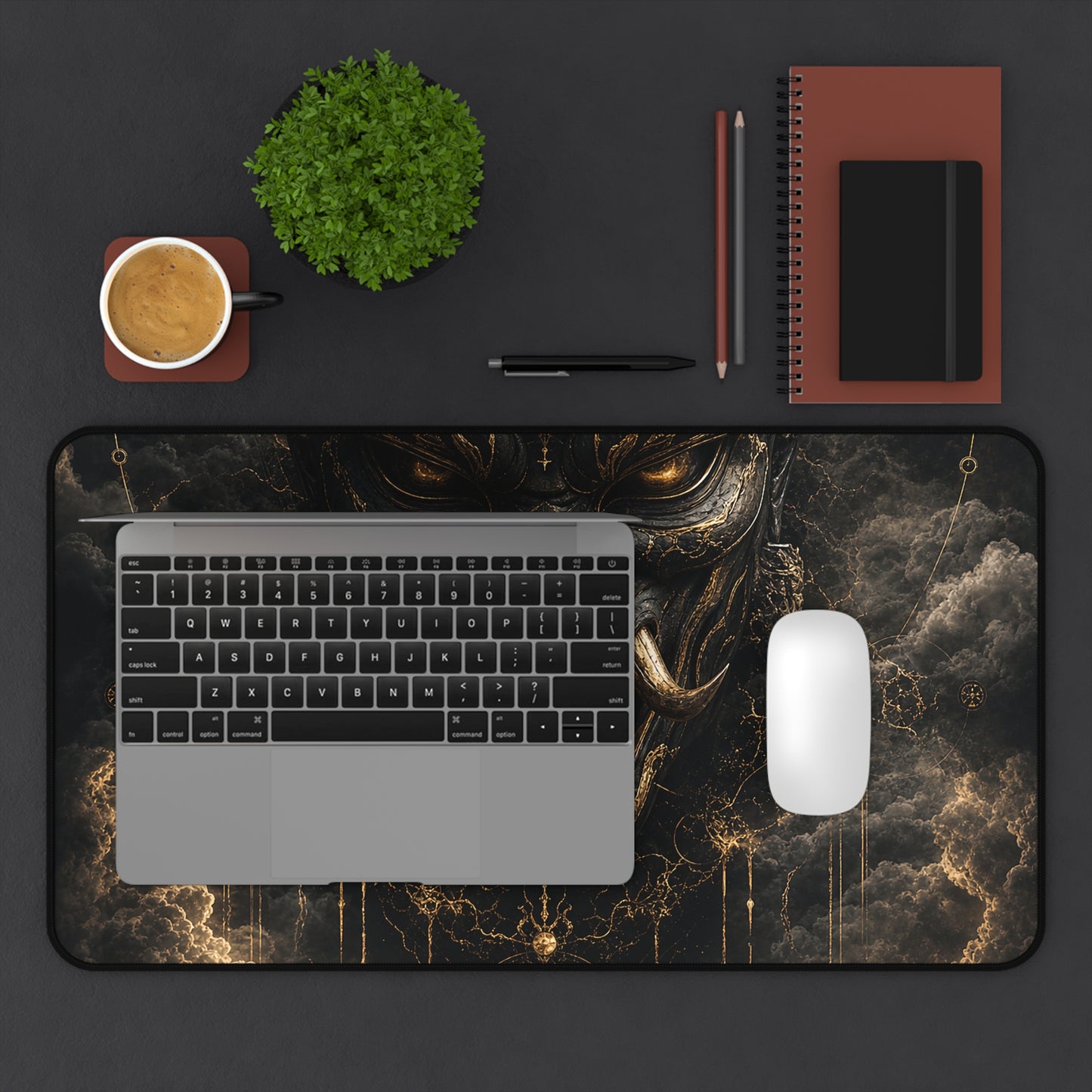 Oni Mask With Storm Clouds - Sudoni Brand Gaming Desk Mat