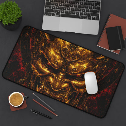 Oni Mask Made Of Molten Gold - Sudoni Brand Gaming Desk Mat