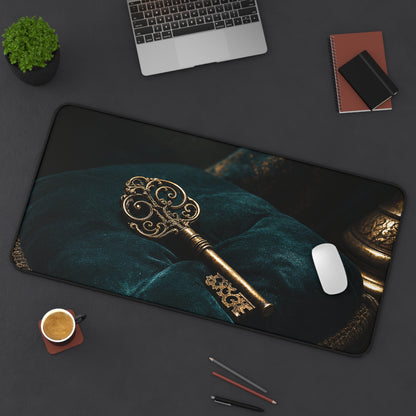 Antique Key On Velvet Cushion - Dark Academia Gaming Desk Mat