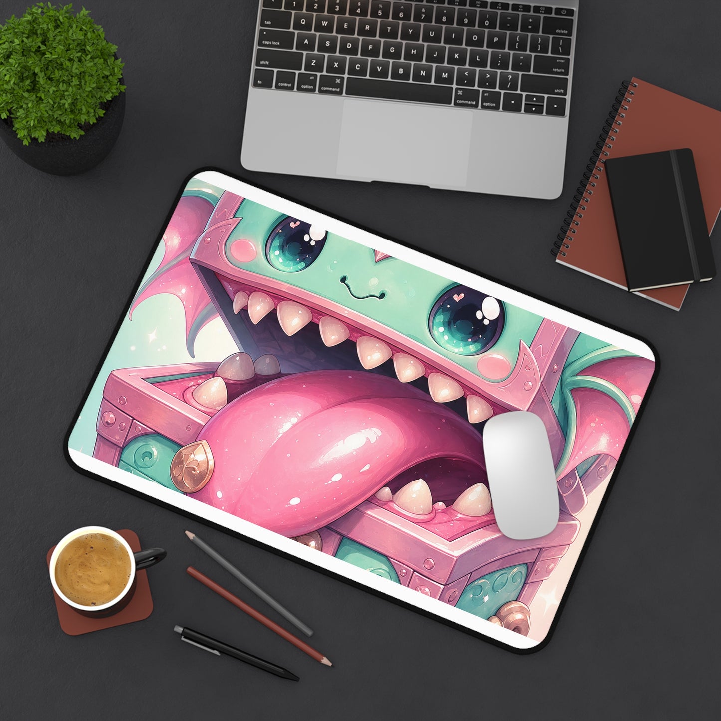 Cute Chest Monster With Tongue - Kawaii Gaming Gaming Desk Mat
