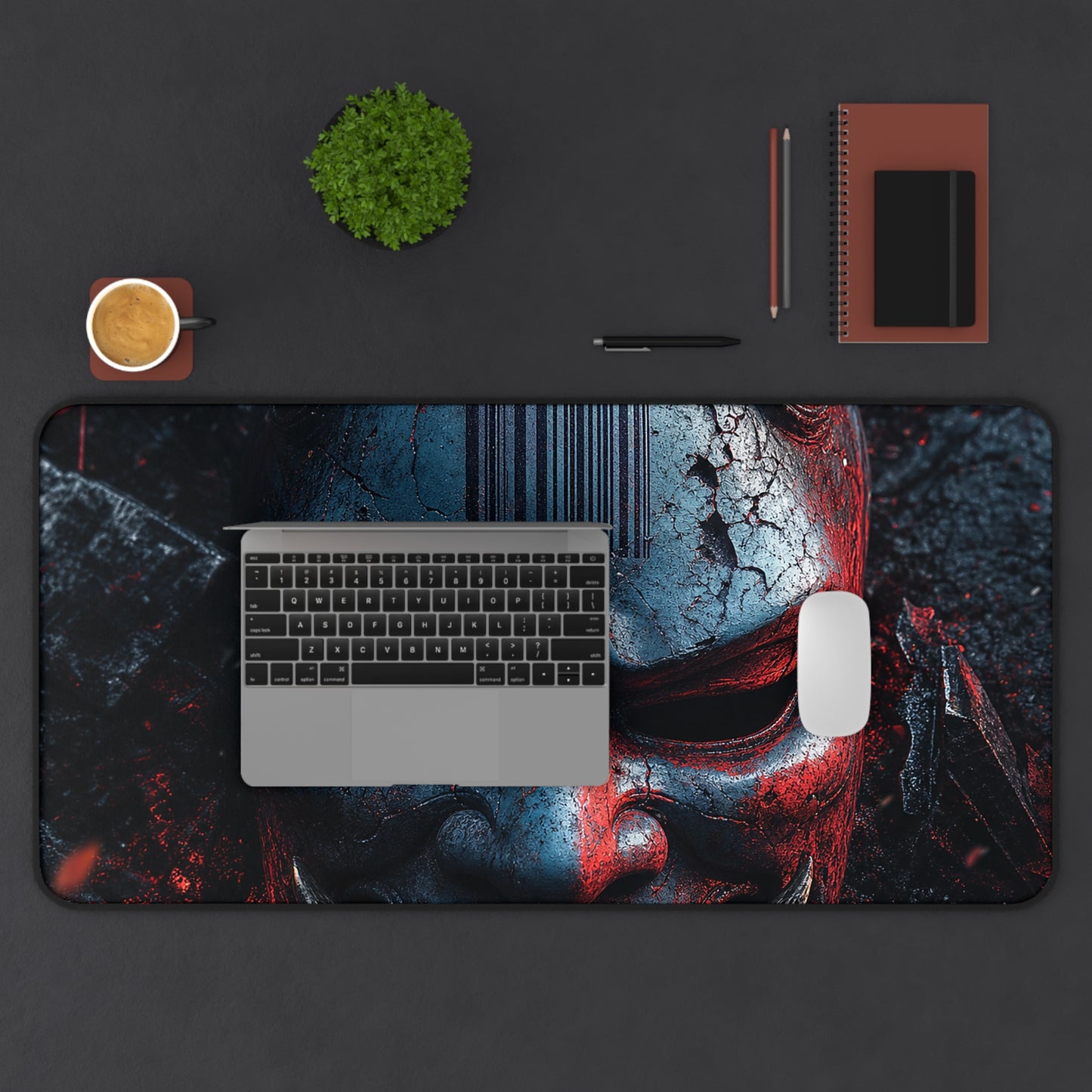 Oni Mask With Barcode - Sudoni Brand Gaming Desk Mat