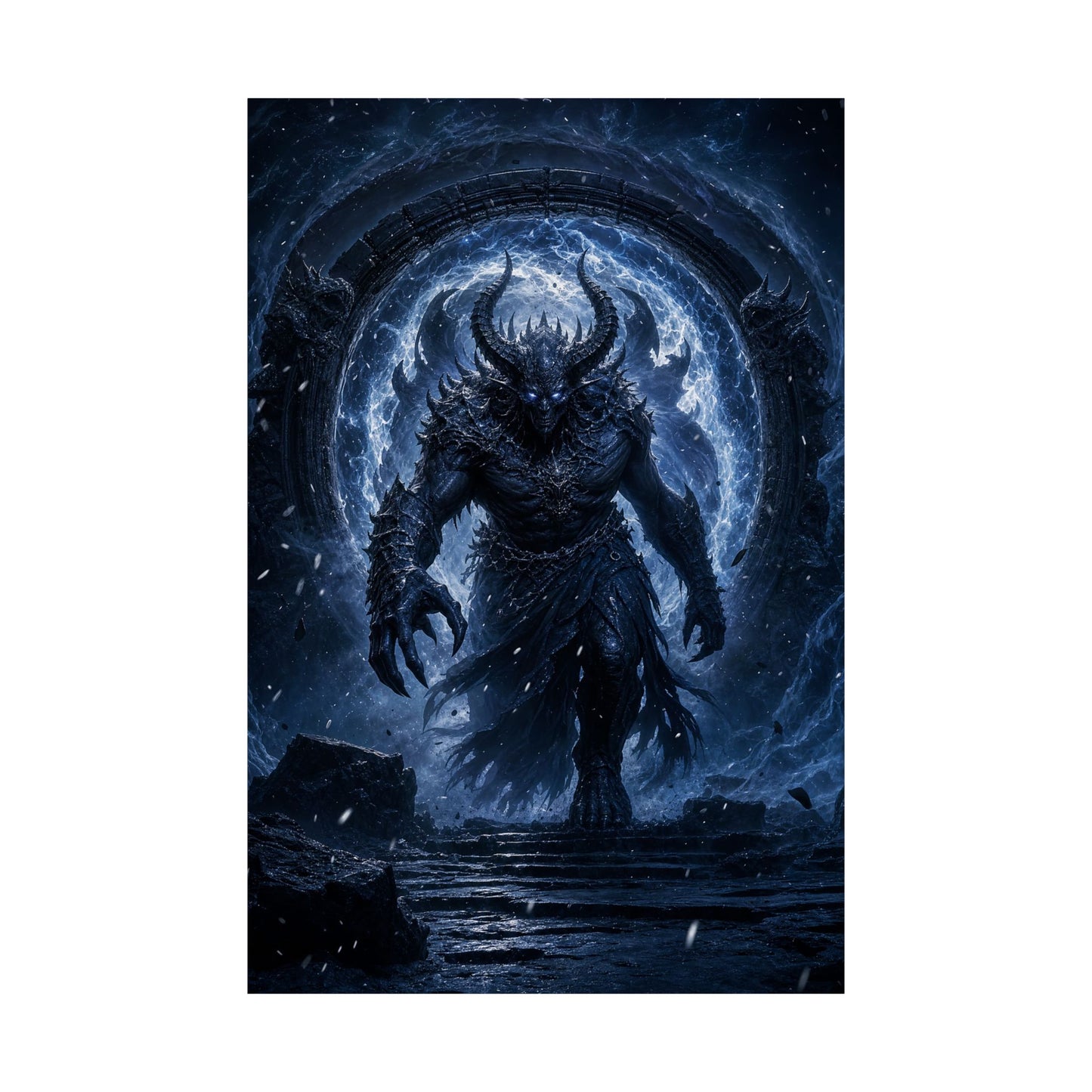 Demon Emerging From Portal - Dark Fantasy Art Print (Matte Poster)