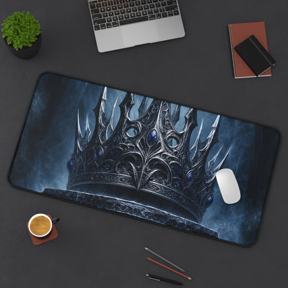 Cursed Crown On Pedestal - Dark Fantasy Gaming Desk Mat