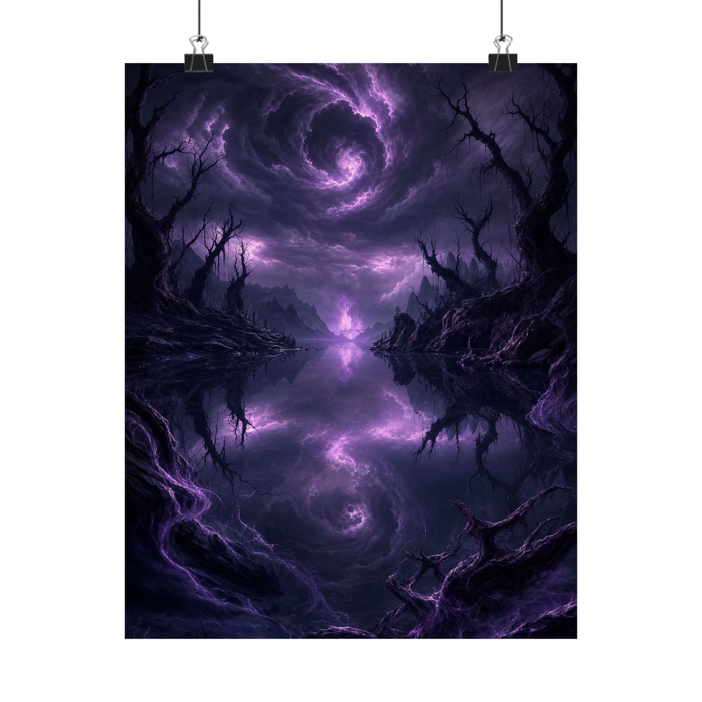 Cursed Mirror Lake - Dark Fantasy Art Print (Matte Poster)