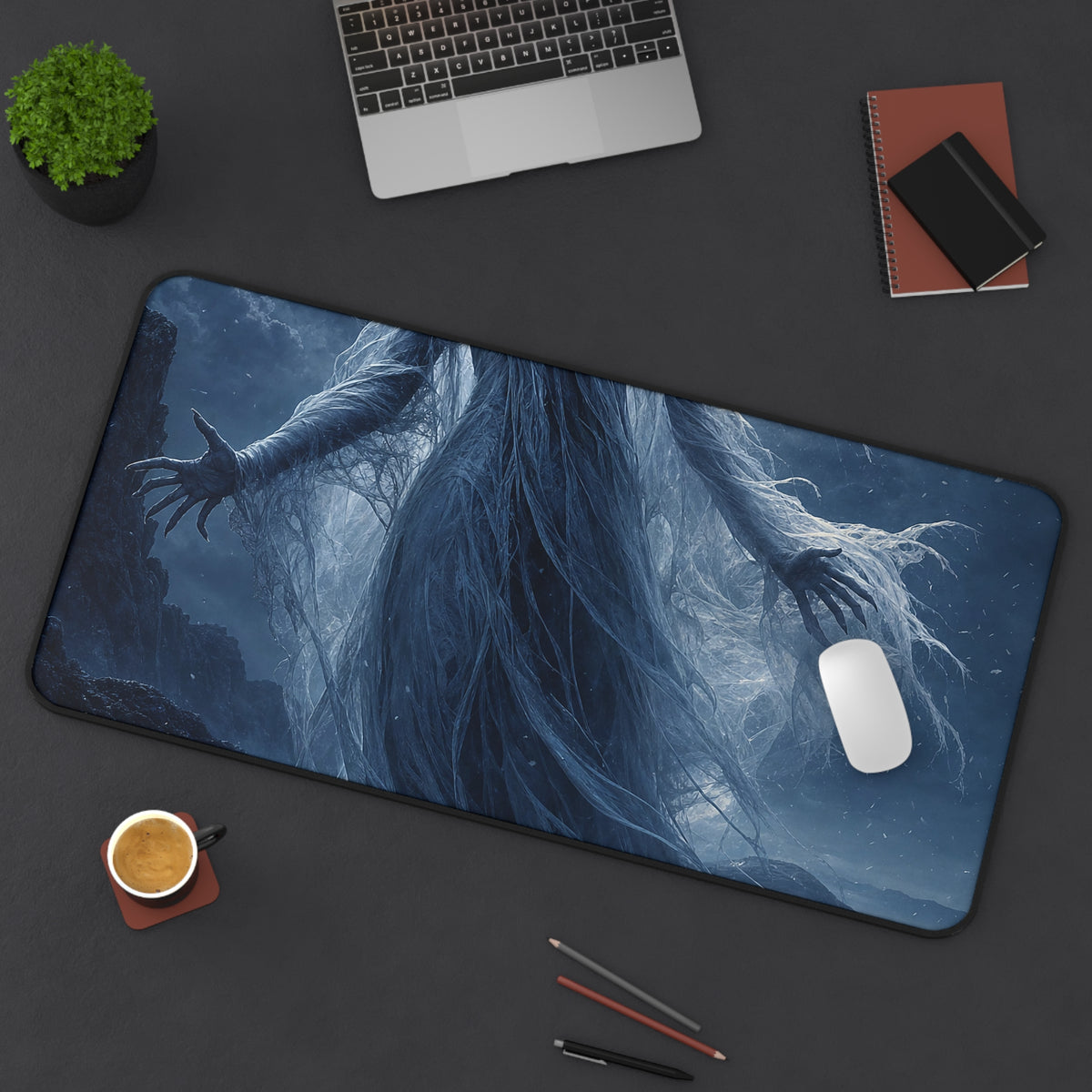 Banshee Wailing Over Moor - Dark Fantasy Gaming Desk Mat