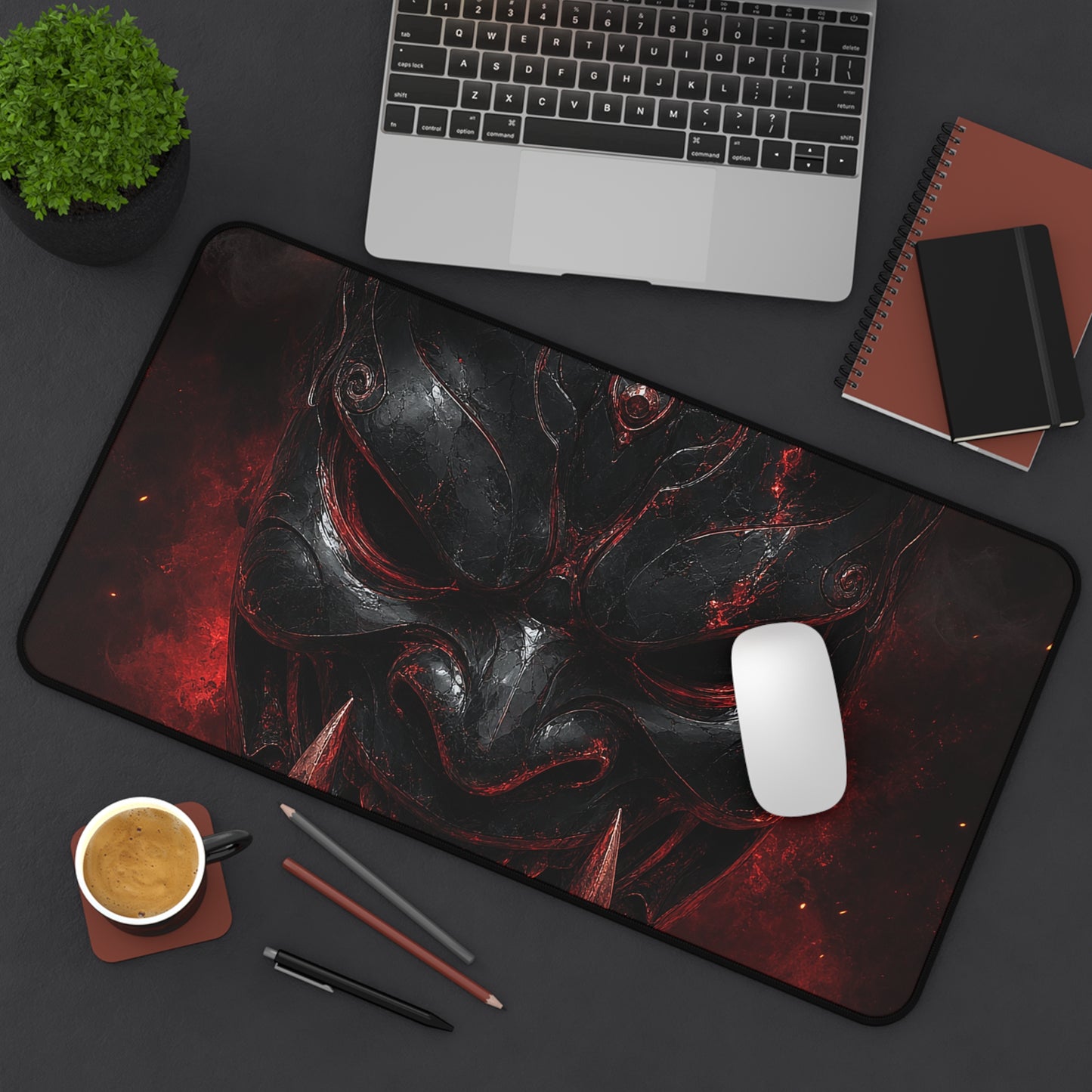 Oni Mask Made Of Obsidian - Sudoni Brand Gaming Desk Mat