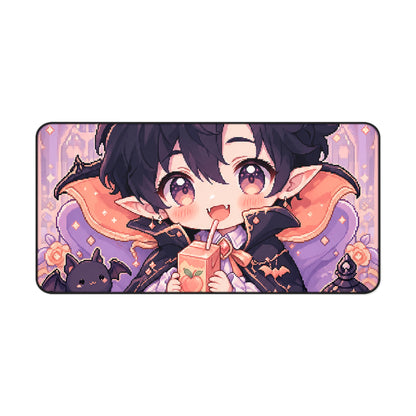 Chibi Vampire With Juice Box - Kawaii Gaming Gaming Desk Mat