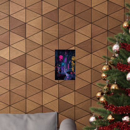 Cyberpunk City With Holographic Ads - Gaming Culture Art Print (Matte Poster)