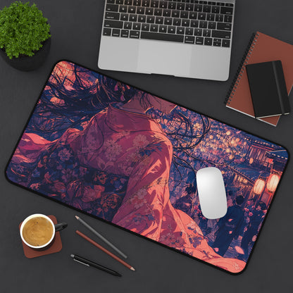 Street Festival With Paper Lanterns - Anime Manga Gaming Desk Mat