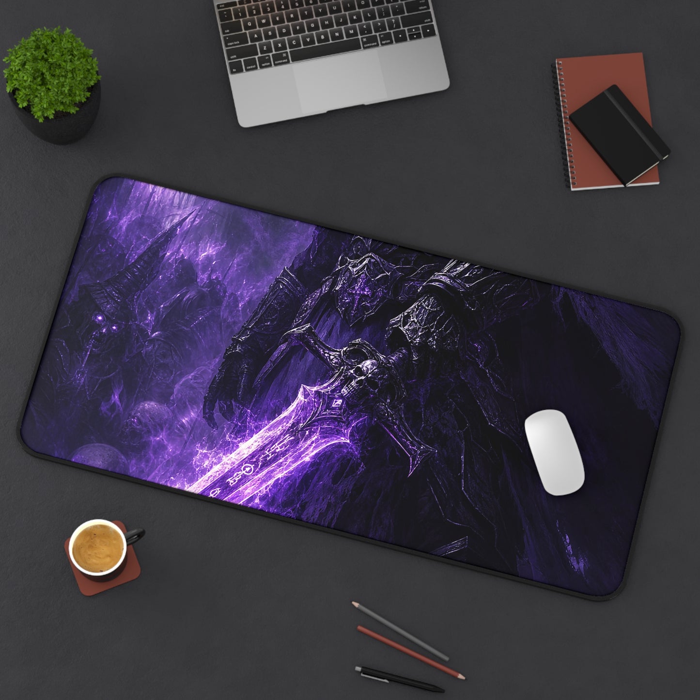 Death Knight With Glowing Sword - Dark Fantasy Gaming Desk Mat