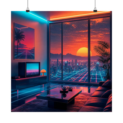 Vaporwave Aesthetic Room - Gaming Culture Art Print (Matte Poster)