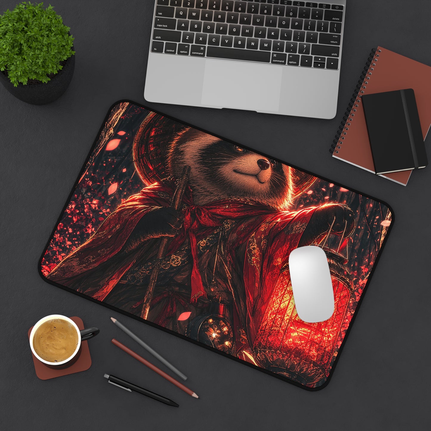 Tanuki In Forest - Anime Manga Gaming Desk Mat