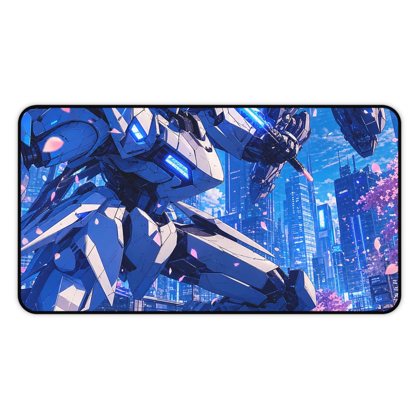 Battle Between Mechs In City - Anime Manga Gaming Desk Mat