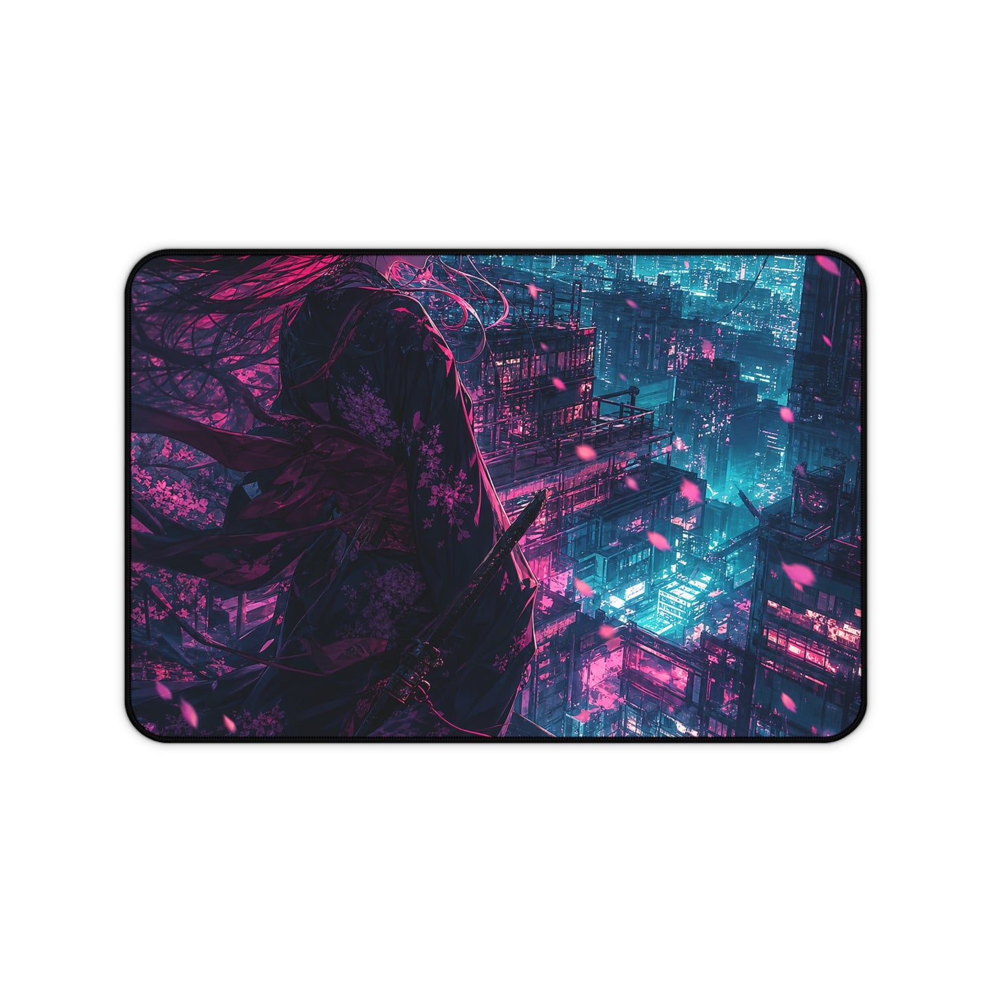 Cyberpunk City Street At Night - Anime Manga Gaming Desk Mat