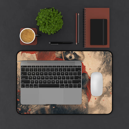Tanuki With Giant Leaf - Japanese Mythology Gaming Desk Mat