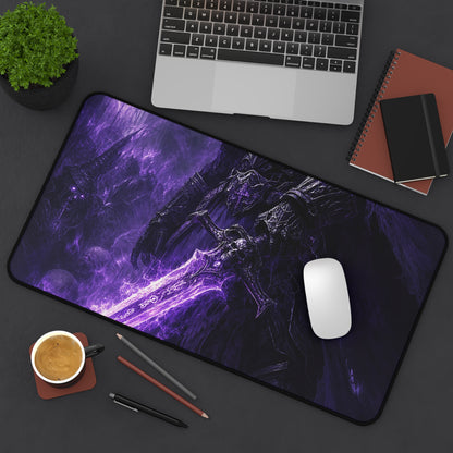 Death Knight With Glowing Sword - Dark Fantasy Gaming Desk Mat